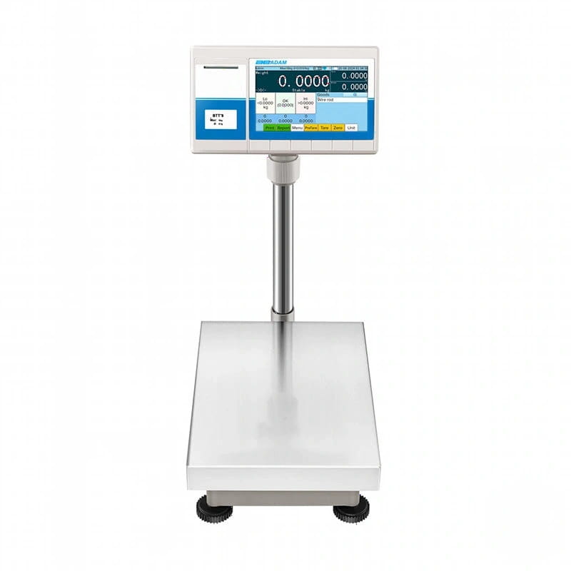 Industrial-grade stainless steel platform scale with a digital display featuring blue and white interface, branded ’singadam’