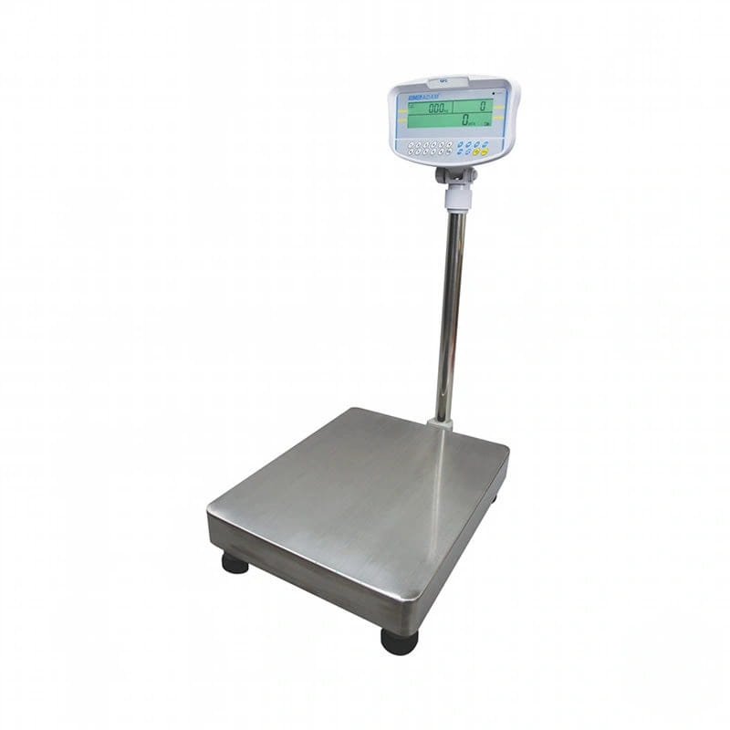 Stainless steel platform scale with a digital display and keypad