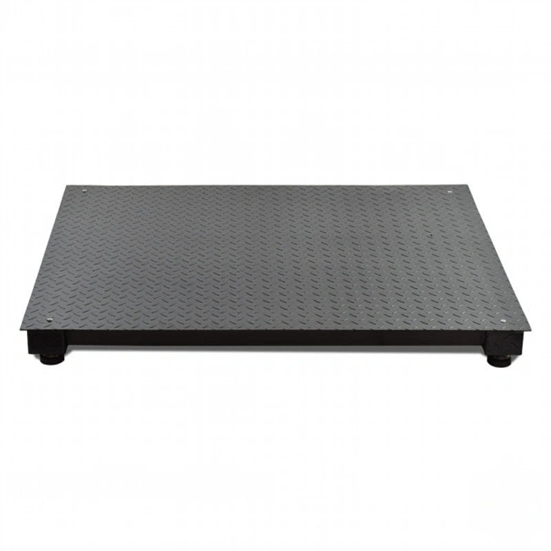 Black diamond plate industrial floor scale with sturdy metal construction