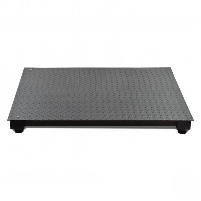 Black diamond plate industrial floor scale with sturdy metal construction