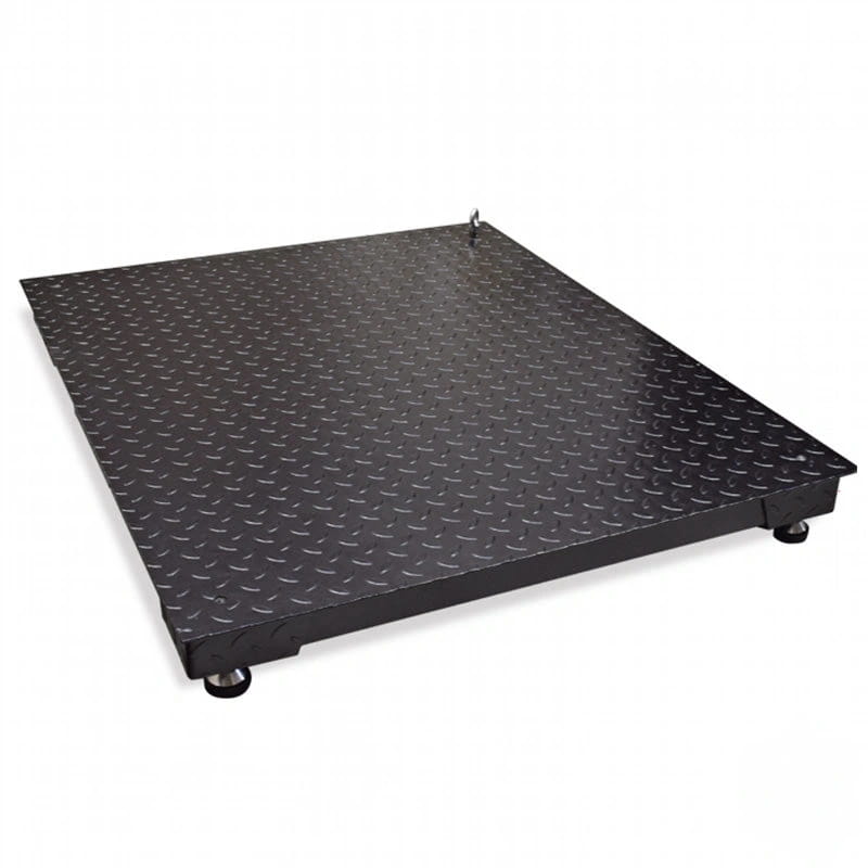 Black diamond plate industrial scale platform with four adjustable feet
