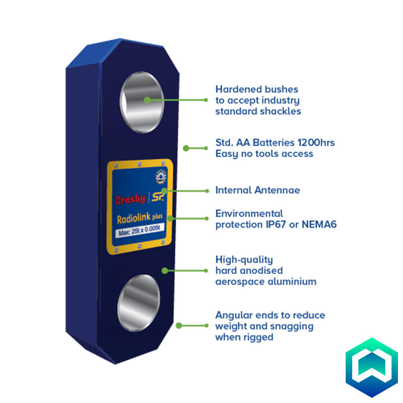 Crosby Straightpoint ATEX Radiolink Plus Wireless Dynamometer Tension Load Cell for use in Zone 0,1 and 2 - Features