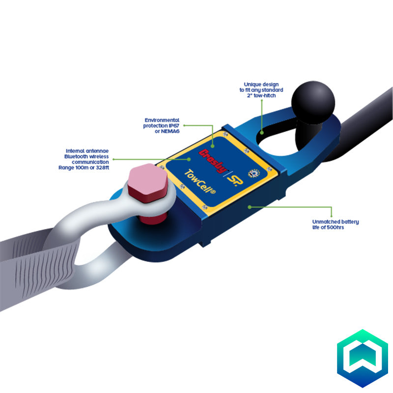 Crosby Straightpoint Towcell Towbar Tension Load Cell - Labelled