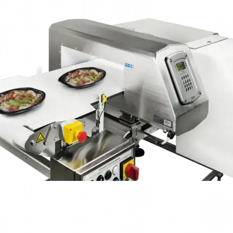 Industrial metal food inspection machine with a stainless steel body and control panel