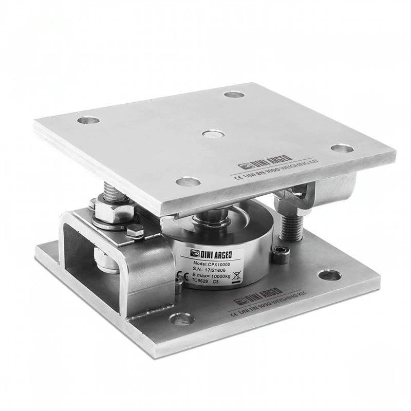 Silver metallic dini arge cpx1000 weighing kit with a circular load cell and mounting plates