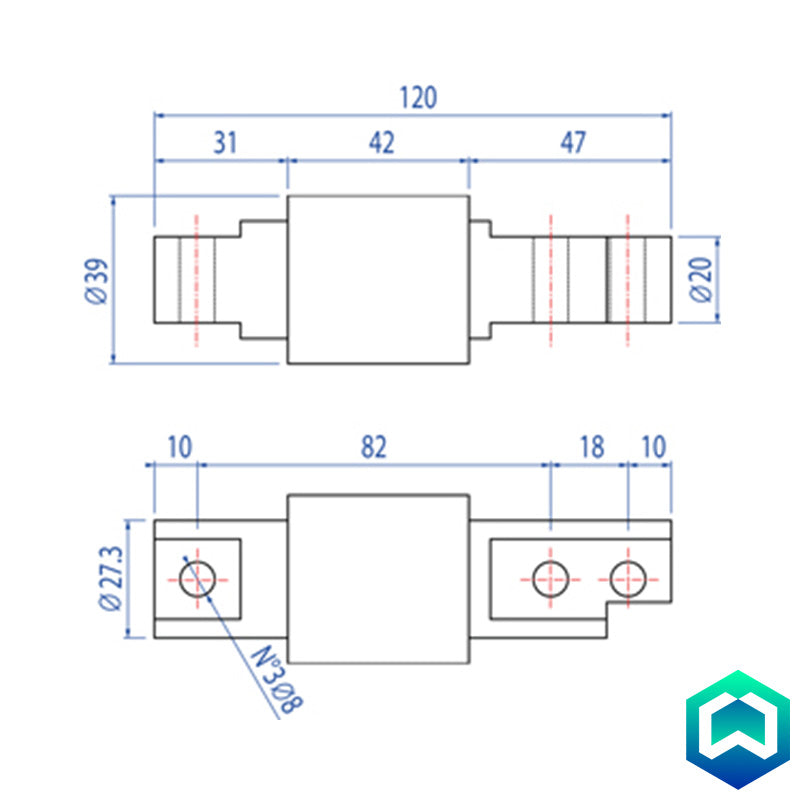 Dini Argeo FXC Bending Beam Load Cell - Diagram