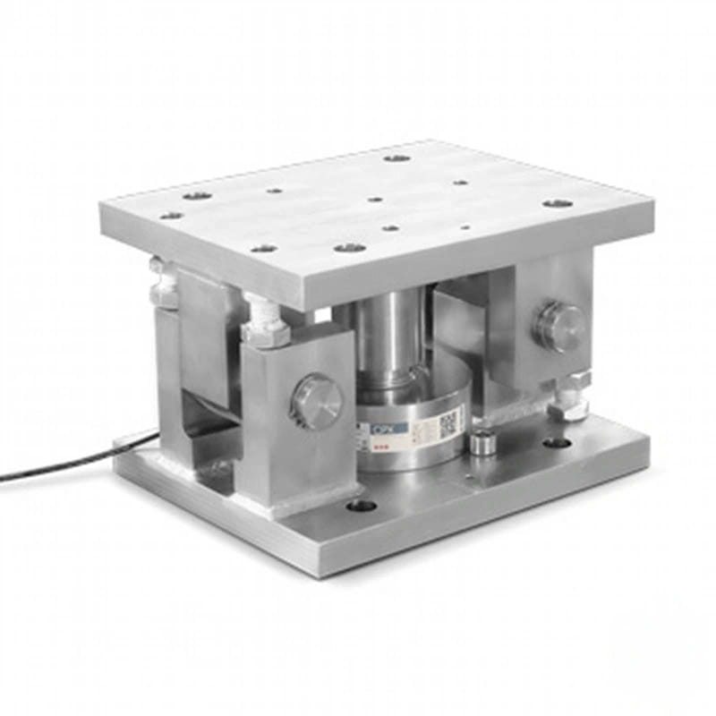 Industrial-grade stainless steel platform scale with a rectangular load-bearing surface and integrated sensor housing