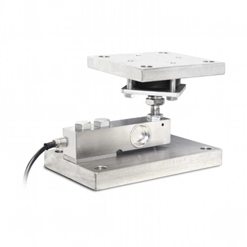 Industrial-grade stainless steel platform scale with a square loading plate and mounting base