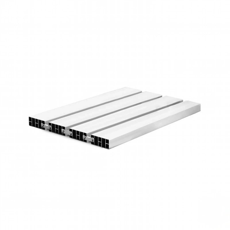 White aluminum extrusion panels with a sleek, modern design and black internal channel structure
