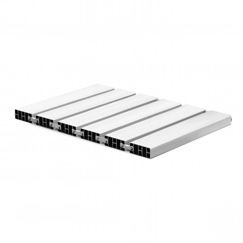 White aluminum extrusion panels with a sleek, modern design and black internal channel structure