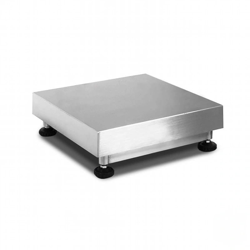 Stainless steel square platform scale with black rubber feet