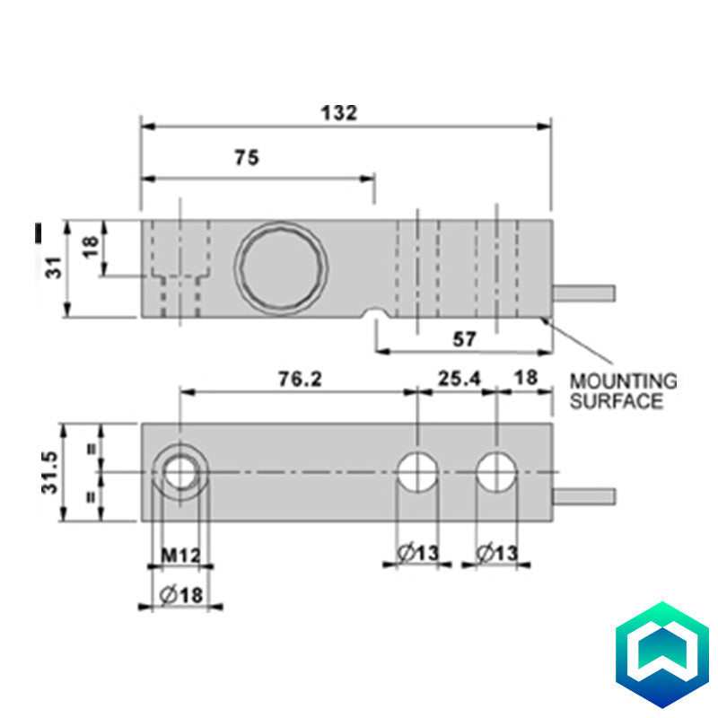 Dini Argeo SBK-1KL IP68 Stainless Steel Shear Beam Load Cell - Diagram