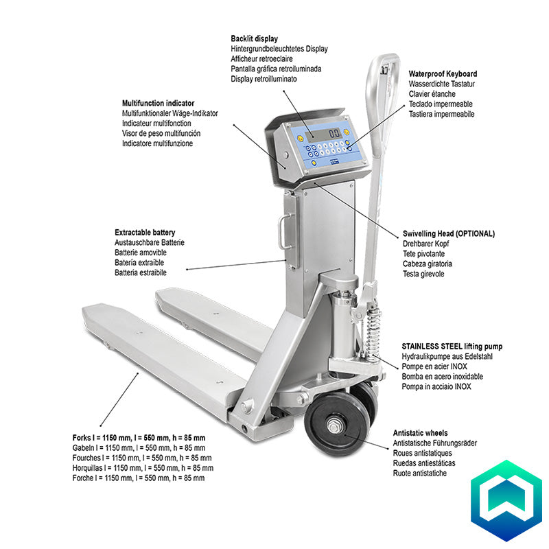 Dini Argeo TPWI PRO EX 3GD ATEX Pallet Truck Scale - Diagram