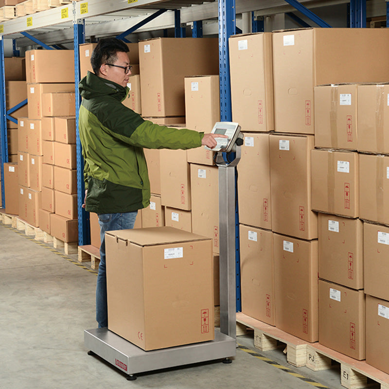 Ohaus - Defender 5000 Stainless Steel Column Mount Bench Scales -Action