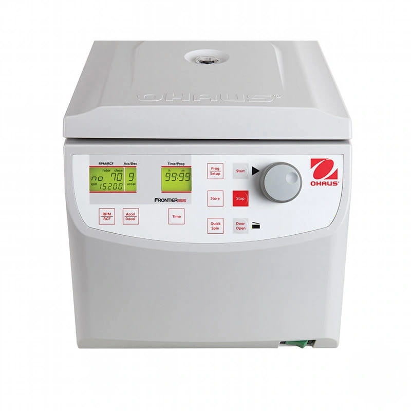 White ohaus frontier 205 centrifuge with digital display and control panel
