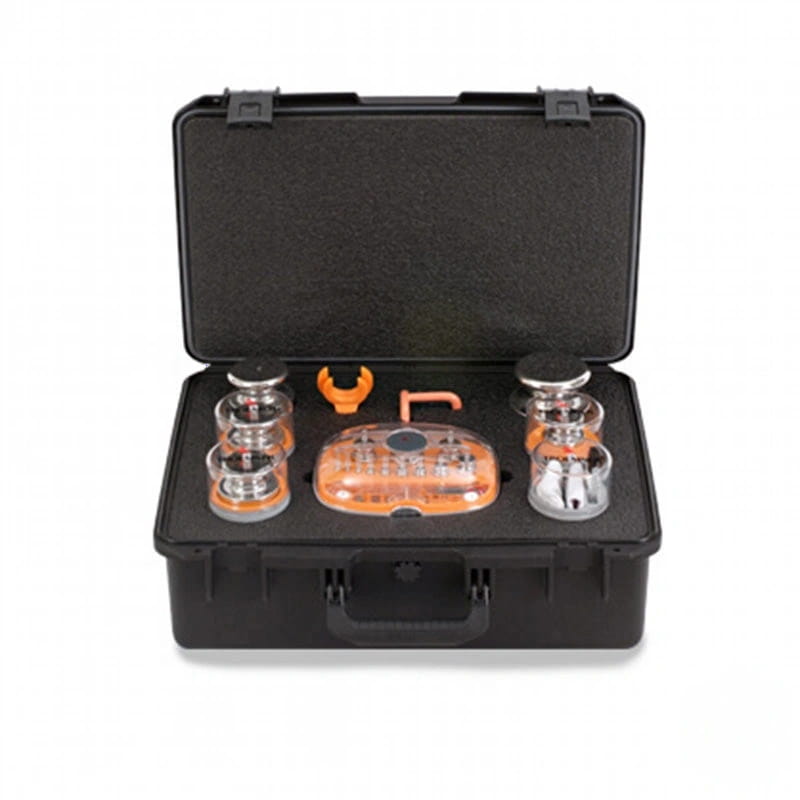 Black hard-shell case containing orange and clear suction cup tools