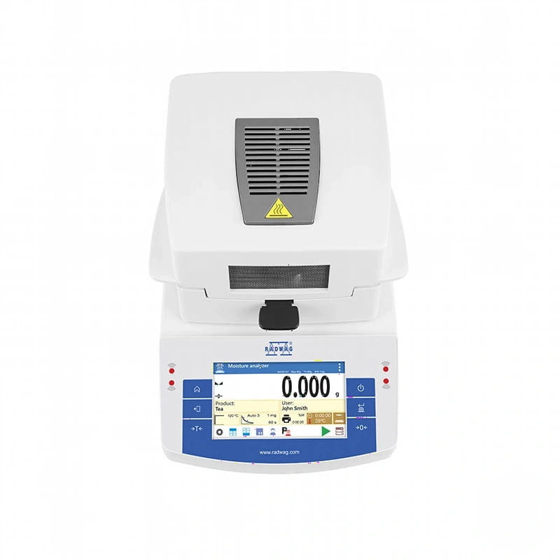 White r&d weigh moisture analyzer with a digital display and gray ventilation grille