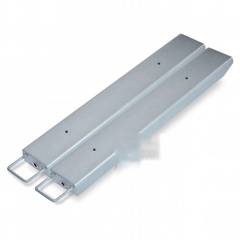 Gray metal drawer slide with a matte finish and two small holes along its length
