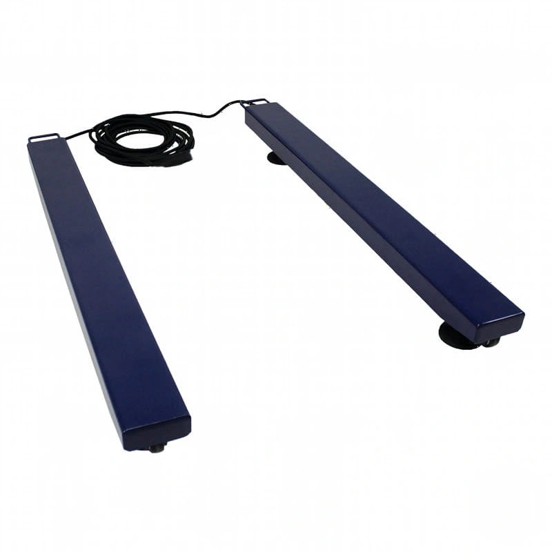 Dark blue rectangular sensor bars with black cables and circular feet