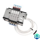 Din Rail Mount unit with 4 normally closed (NC) Flipper valves. Compatible with DFWIECEX digital outputs. Conforms to ATEX directive and IECEx certification scheme. Degree of protection: Gas: II 2G Ex ia IIC T6…T4 Gb