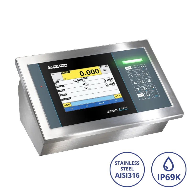 Dini Argeo 3590EGT-HGX stainless steel weight indicator IP69K for environments with high hygiene requirements